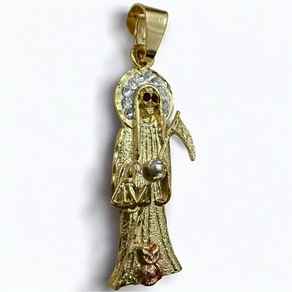 GOLD-PLATED SANTA MUERTE PENDANT (STEEL BASE)